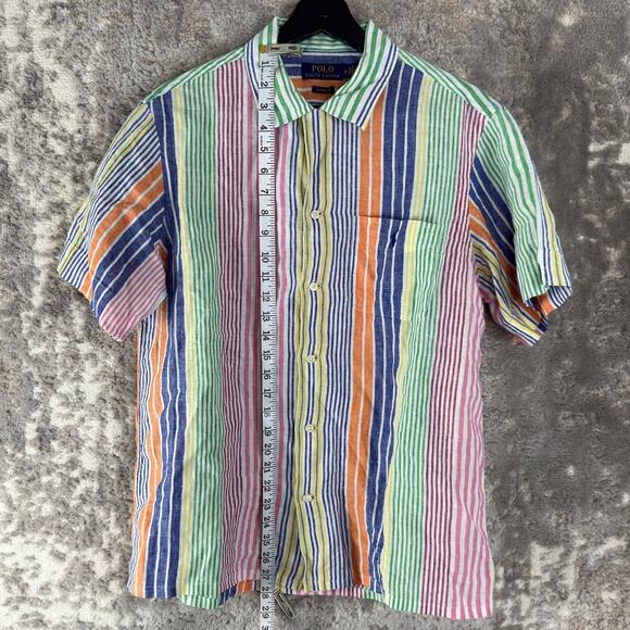 Polo Ralph Lauren Size M Classic Fit Colorful Striped Polo Shirt Short Sleeve Co - Picture 2 of 9